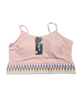 NWT | Blooming Jelly Pink Ribbed Padded Bralette Zig Zag Embroidered Crop Top |